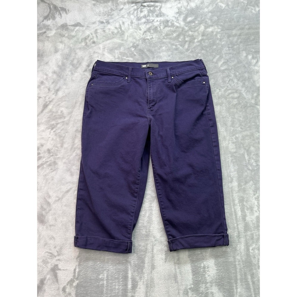 Levis Jeans Women Sz 14 Purple Crop Capri Cuffed Stretch Beach Walking Park Shop
